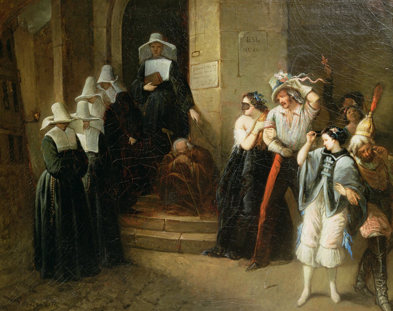 A bola mascarada, c.1870 de Henri Victor Deveria