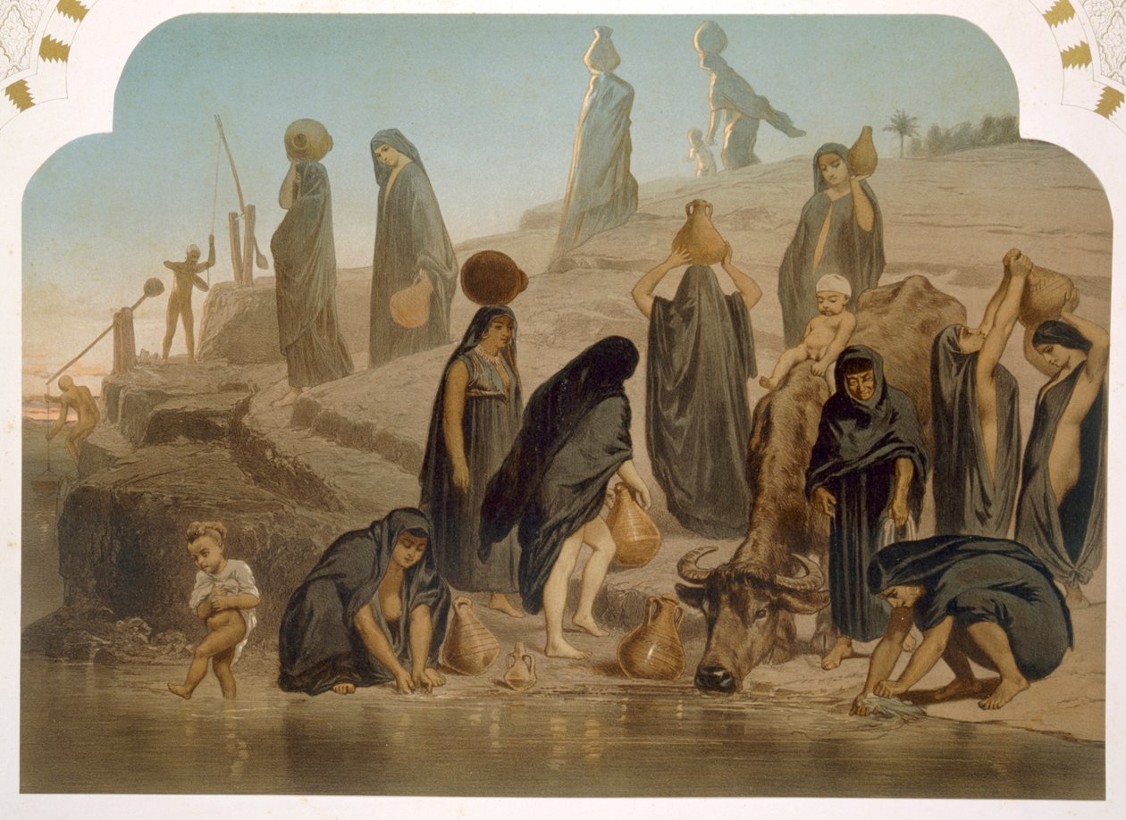 Mulheres trazendo água do Nilo, 1860 de Henri de Montaut