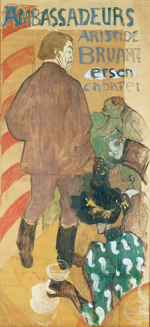 Embaixadores, Aristide Bruant e seu Cabaret, 1892 (óleo no cartão) de Henri de Toulouse Lautrec