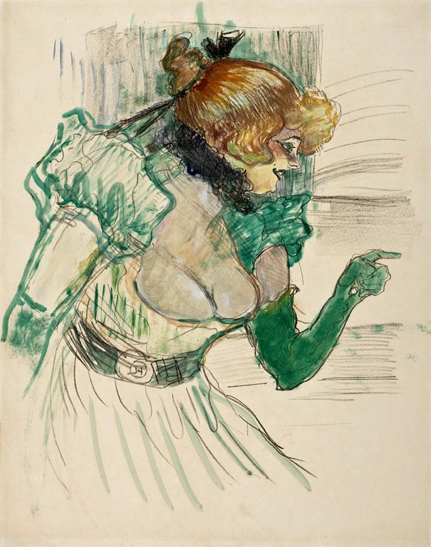 Artista com Luvas Verdes de Henri de Toulouse Lautrec