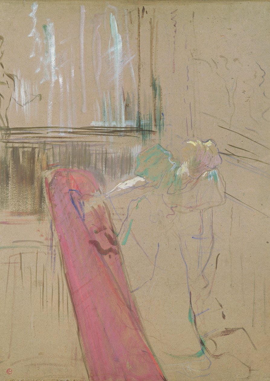 No topo da escadaria da Rue des Moulins, 1893 (óleo no cartão) de Henri de Toulouse Lautrec