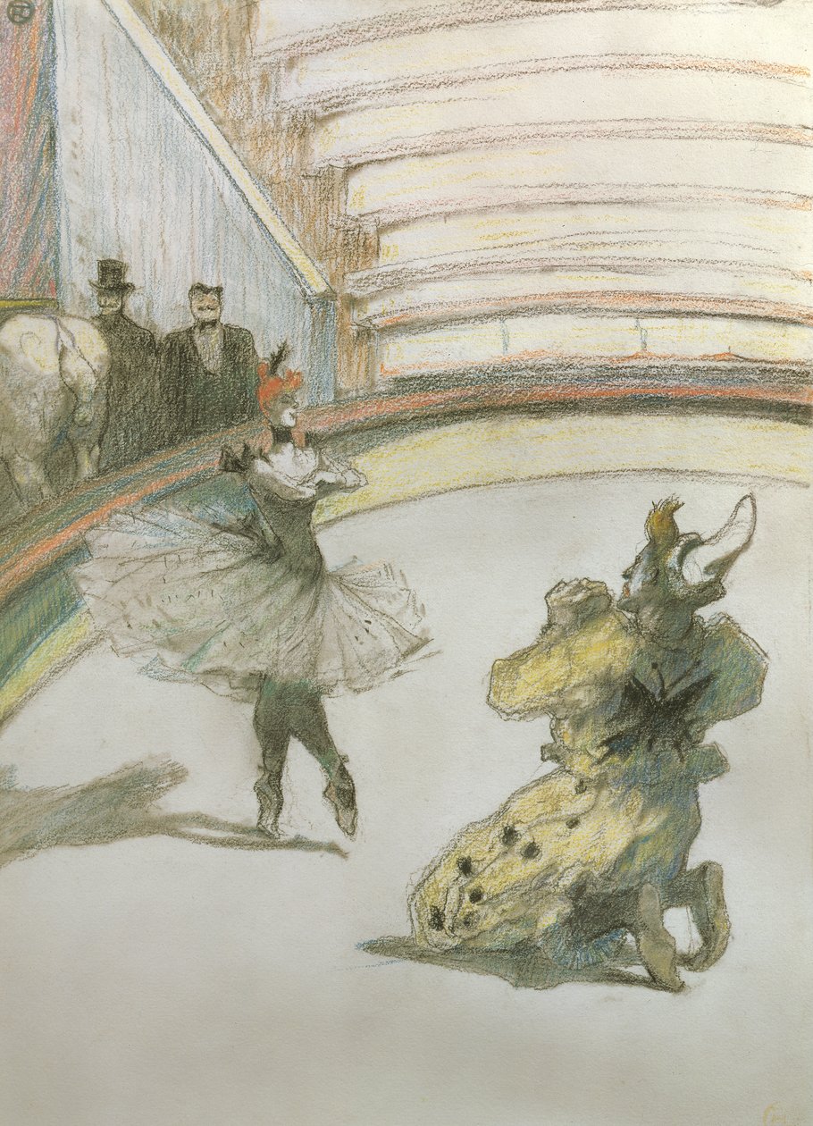 Chamada de cortina no circo (pastel) de Henri de Toulouse Lautrec