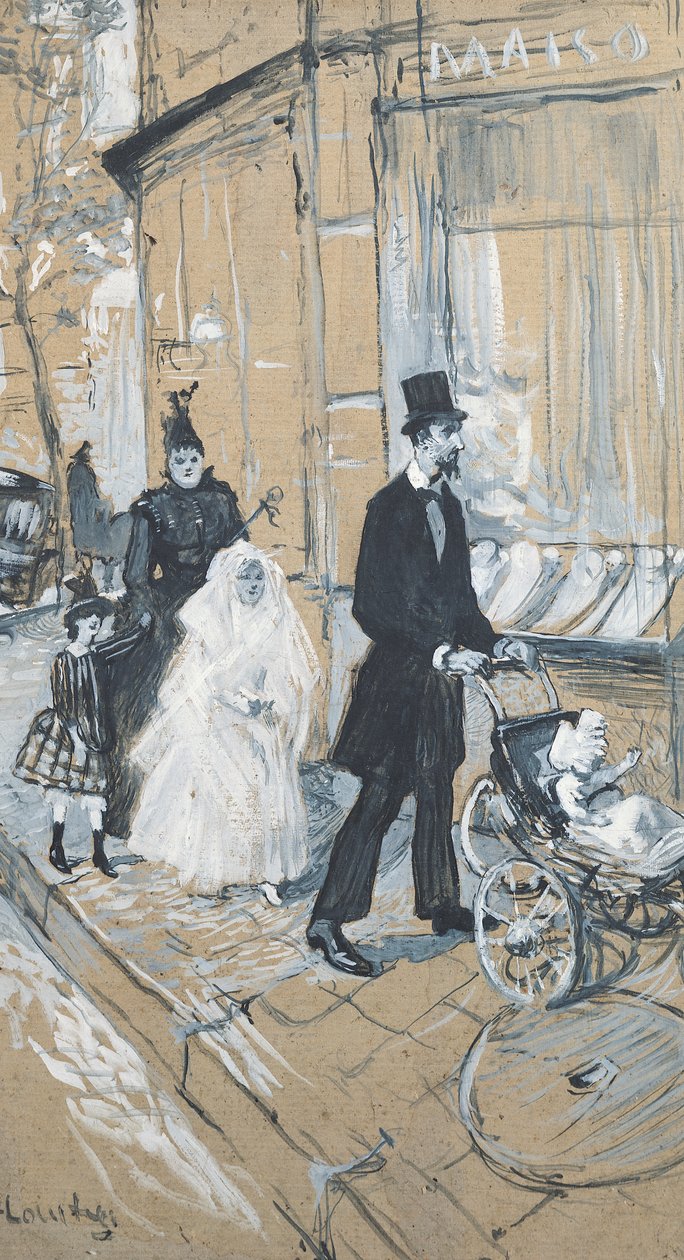 Dia da Primeira Comunhão, 1888 (grisaille on cardboard) de Henri de Toulouse Lautrec