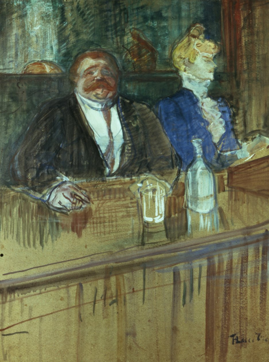 Na barra: O proprietário de gordura e o caixa anêmico, 1898 de Henri de Toulouse Lautrec