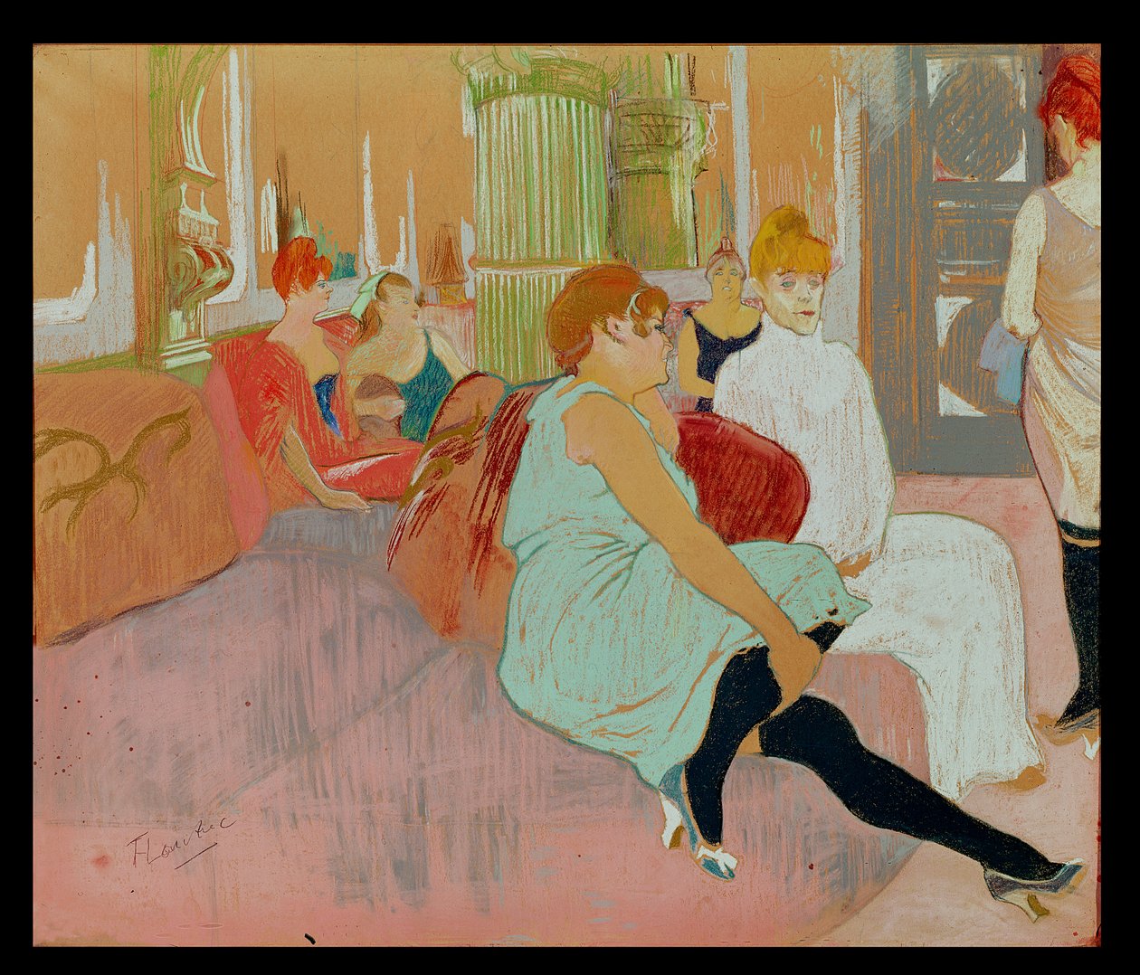 No Salon na Rue des Moulins, 1894 (pastel sobre papel) de Henri de Toulouse Lautrec