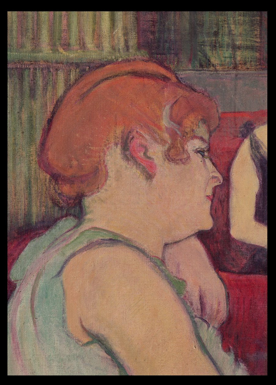 No Salon na Rue des Moulins, detalhe de uma das mulheres, 1894 (carvão e óleo) de Henri de Toulouse Lautrec