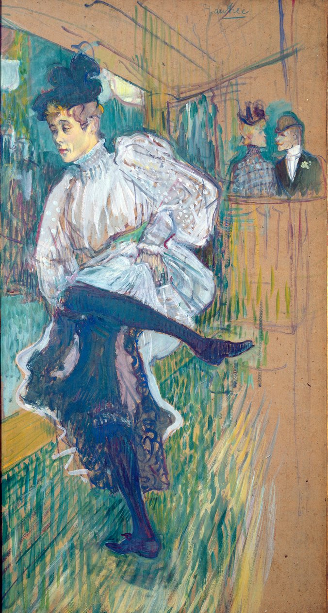 Jane Avril (1868-1943) Dançando, c.1892 (óleo no cartão) de Henri de Toulouse Lautrec