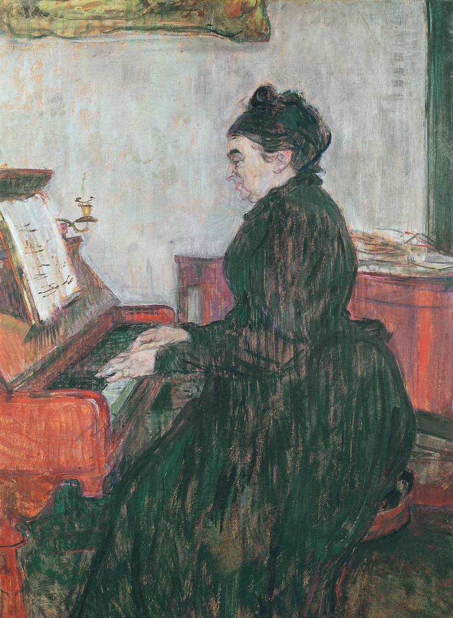 Madame Pascal ao piano no salão do castelo de Malrome, 1895 de Henri de Toulouse Lautrec