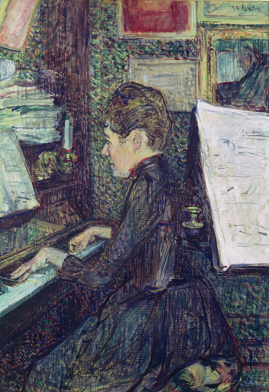Mademoiselle Dihau (1843-1935) no Piano, 1890 de Henri de Toulouse Lautrec