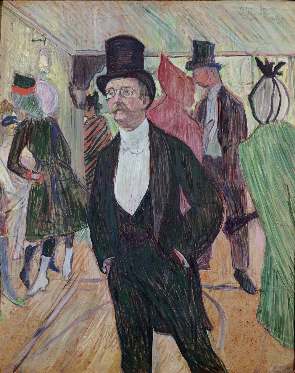 Sr. Fourcade, 1889 (guache e pastel em papelão) de Henri de Toulouse Lautrec