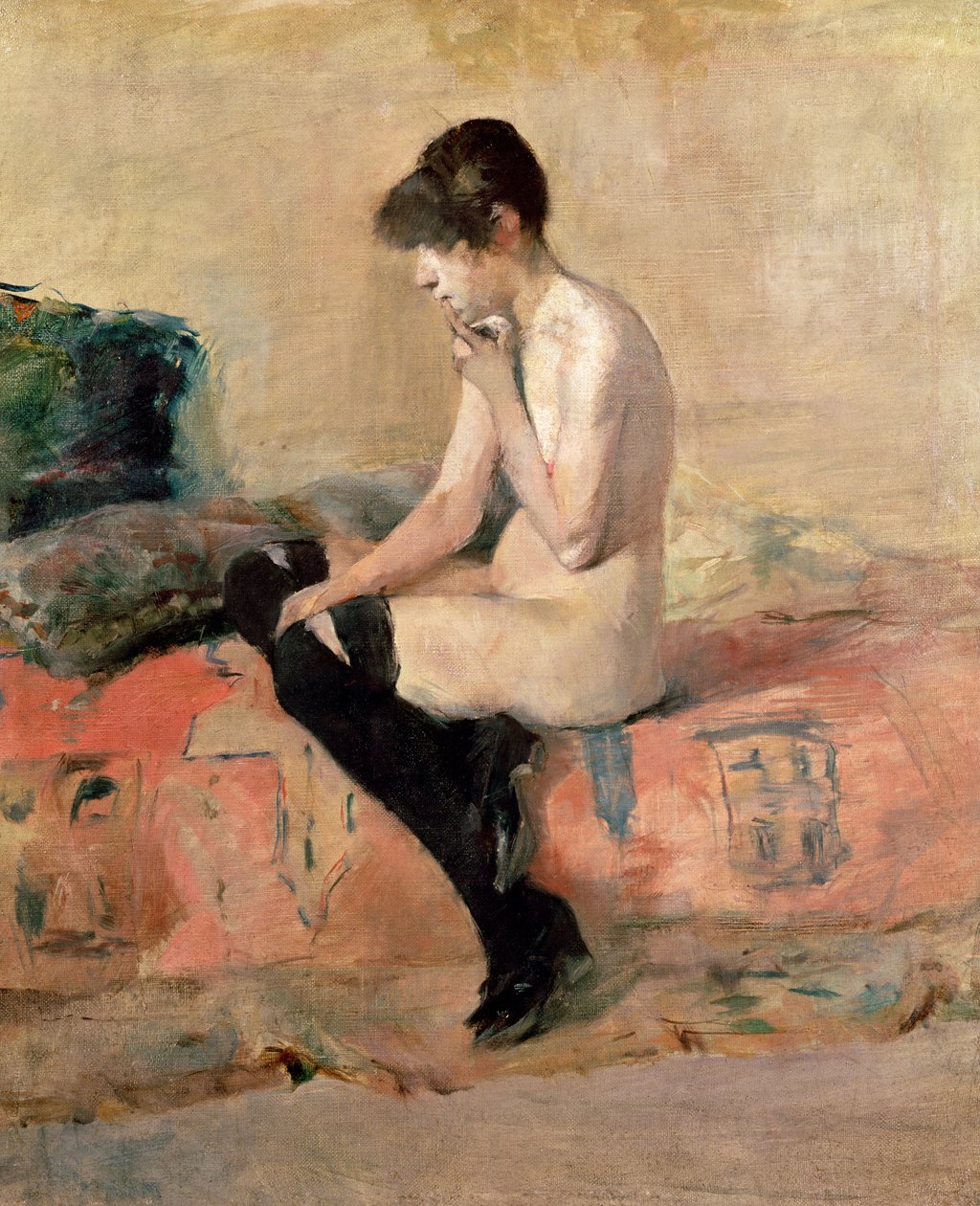 Mulher nua sentada em um divã, 1881 de Henri de Toulouse Lautrec