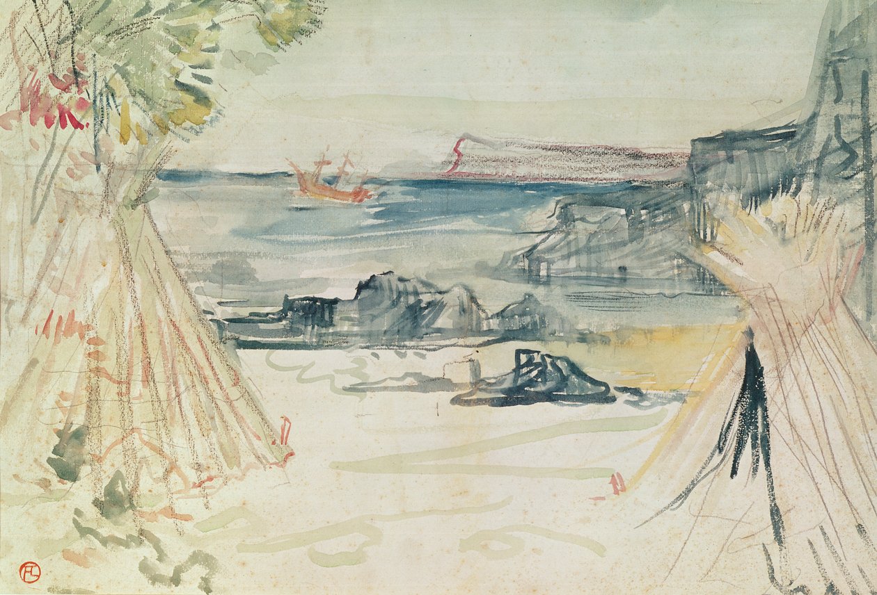 Paul e Virginie, 1896 (aquarela e lápis sobre papel) de Henri de Toulouse Lautrec
