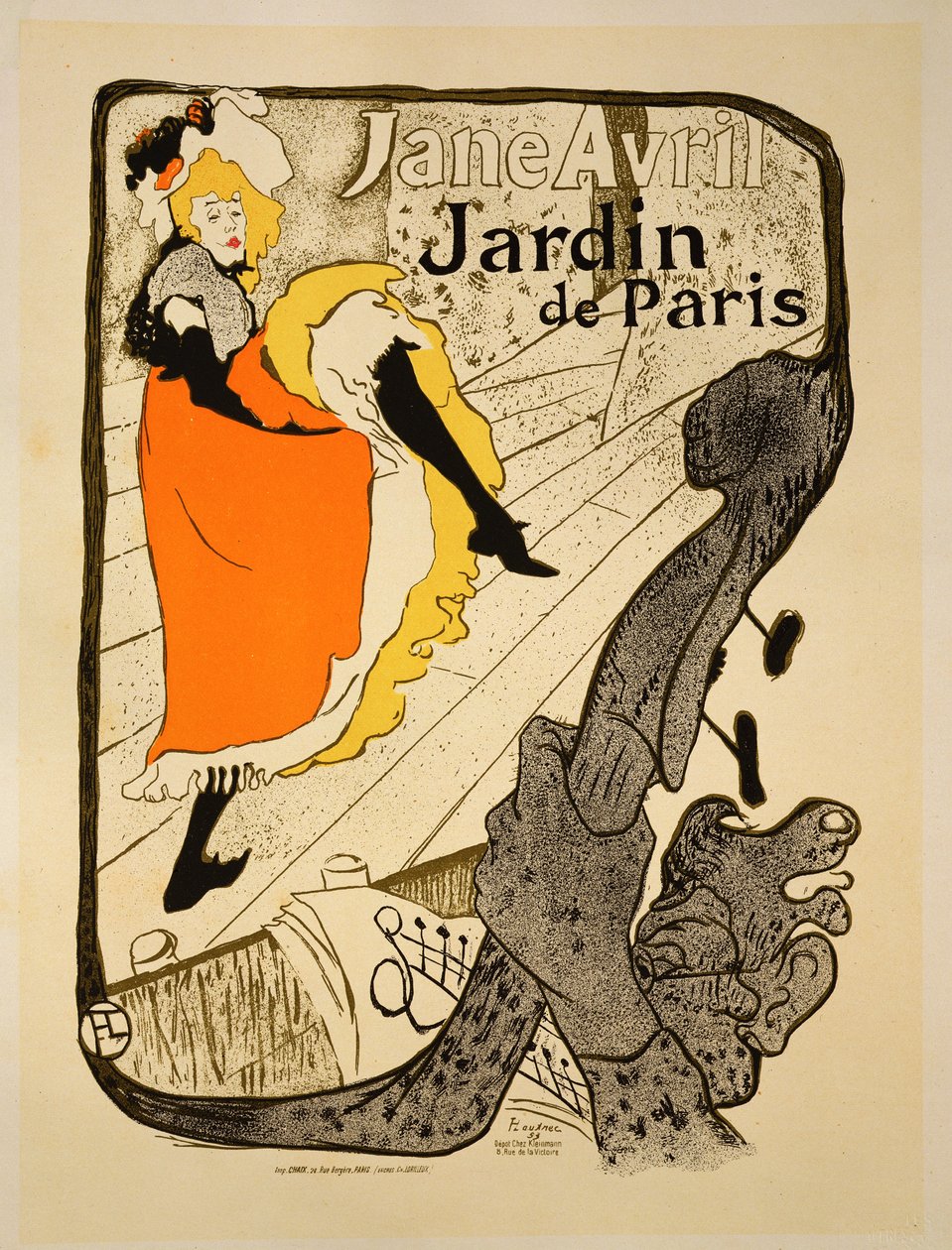 Reprodução de um cartaz publicitário &39;Jane Avril&39; no Jardin de Paris, 1893 (ver 34625) de Henri de Toulouse Lautrec