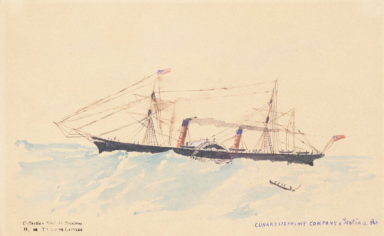&39;Scotia&39;, um navio a vapor da Cunard, c.1879-80 de Henri de Toulouse Lautrec