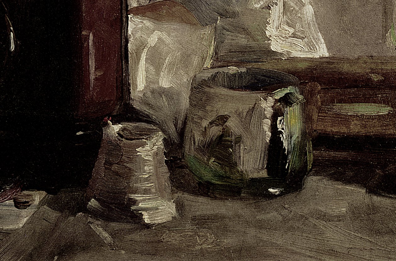 Auto-retrato, 1880 (detalhe de 37178) de Henri de Toulouse Lautrec