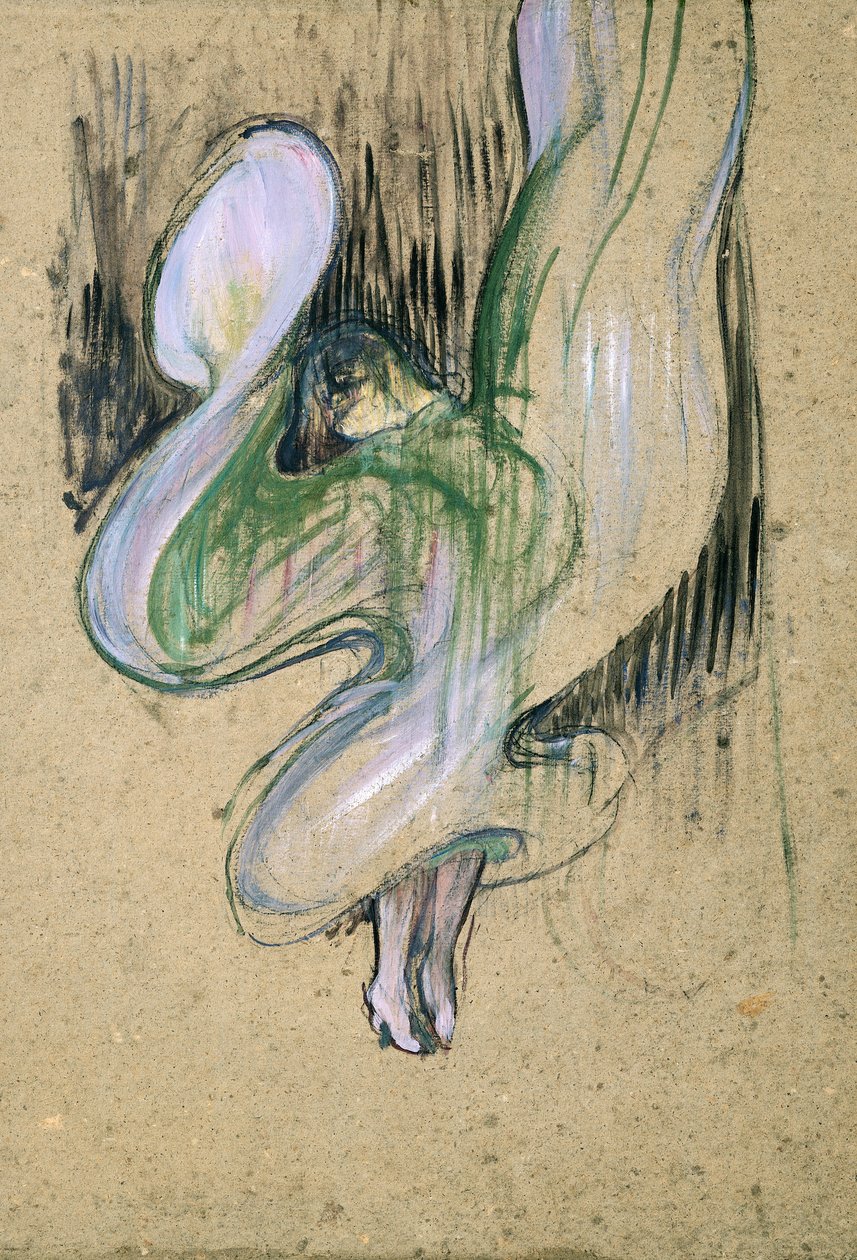 Estudo para Loie Fuller (1862-1928) no Folies-Bergere, 1893 (óleo sobre papelão) de Henri de Toulouse Lautrec