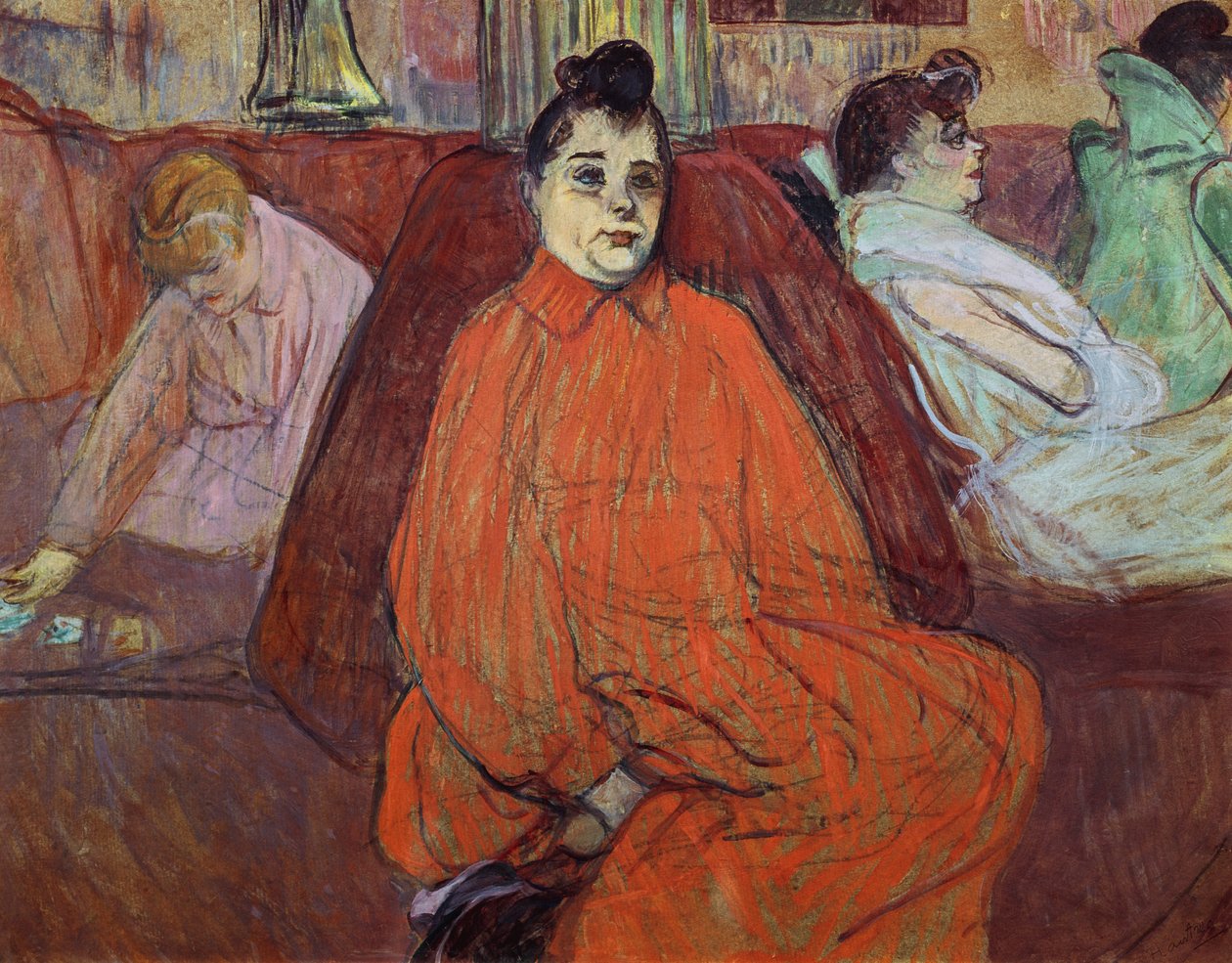The Divan, 1893 (guache e pastel em papelão) de Henri de Toulouse Lautrec