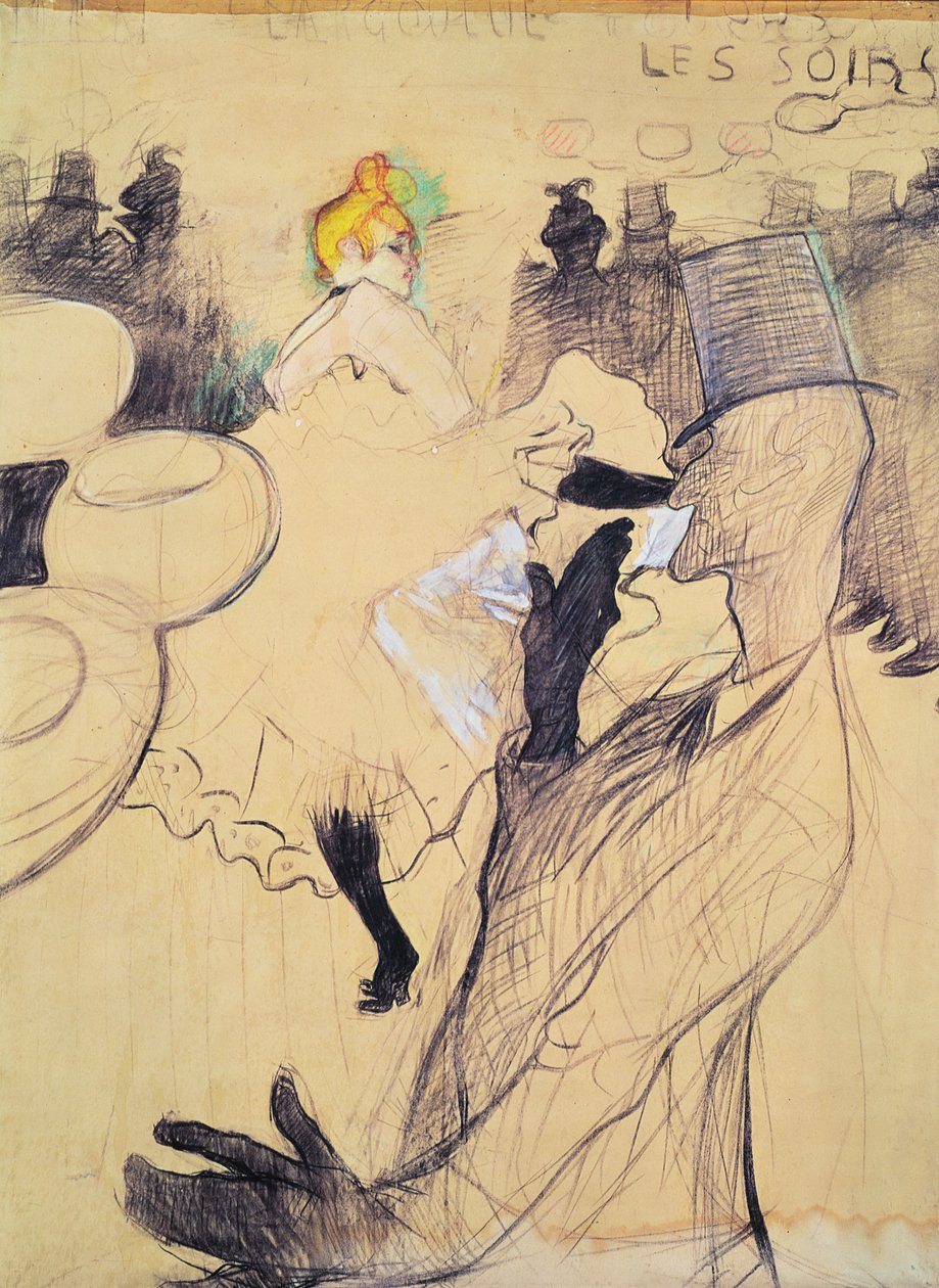 O Moulin Rouge, O Goulue e Valentin, o Desossado, 1891 (caneta e tinta sobre papel) de Henri de Toulouse Lautrec