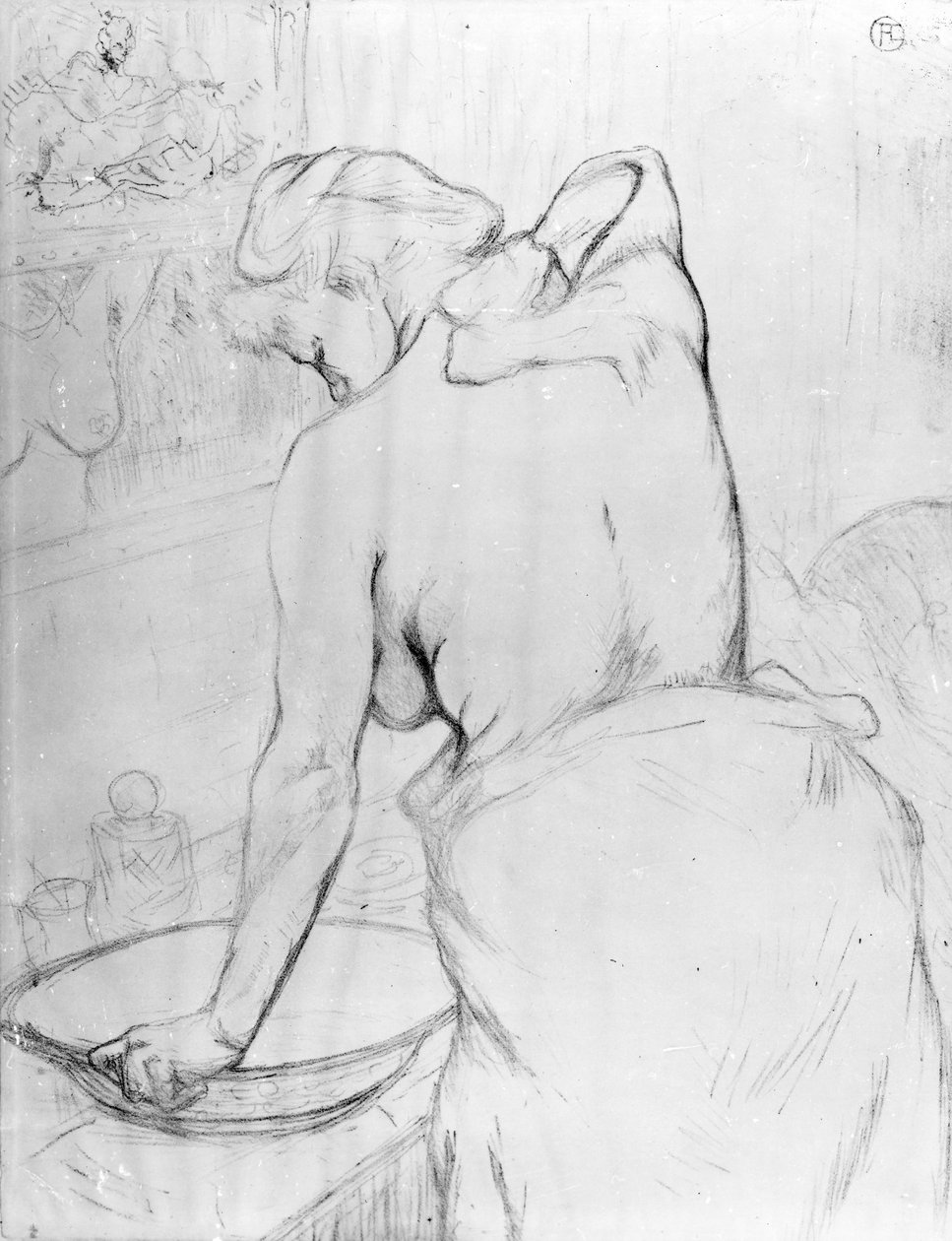 Mulher, lavando, mesma, bacia, 1896 de Henri de Toulouse Lautrec