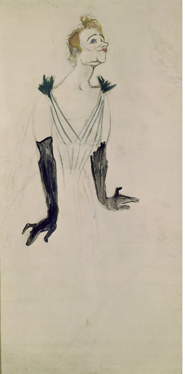 Yvette Guilbert (1865-1944), 1894 (carvão e óleo) de Henri de Toulouse Lautrec