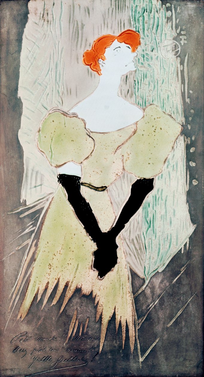 Yvette Guilbert (encomendado para fazer uma mesa), 1895 (cerâmica) de Henri de Toulouse Lautrec