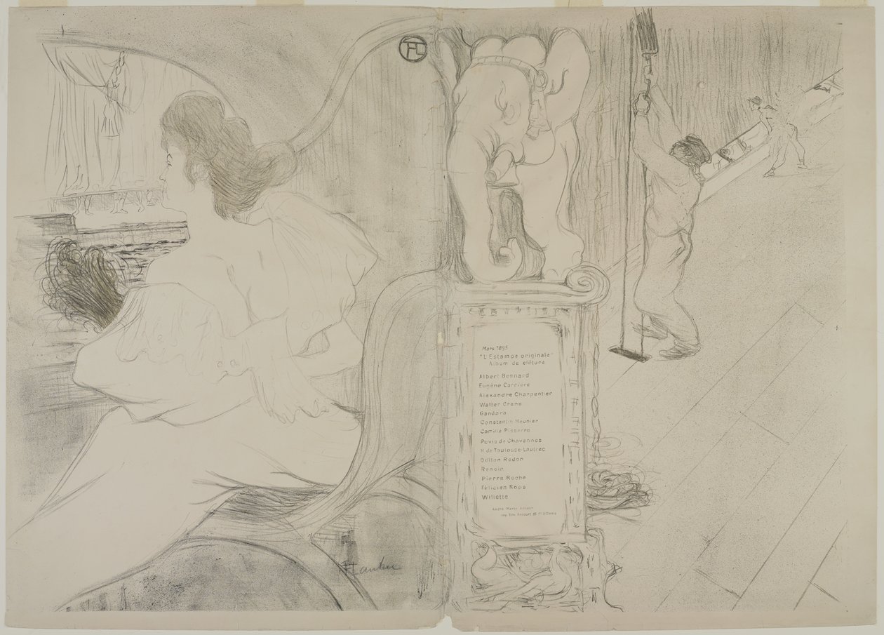 Cobertura da lâmpada original, 1895 (litografia colorida em papel de capa) de Henri de Toulouse Lautrec