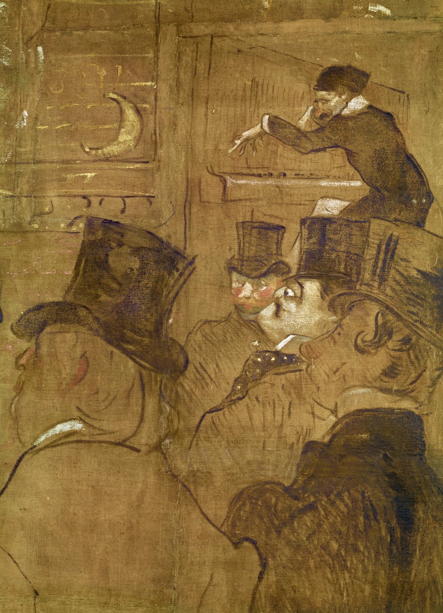 Painéis para a casa de Goulue, na Feira do Trono, em Paris. A Dança Mourisca: O Goulou Louise Weber na Feira Trène detalhe de Oscar Wilde, 1895 óleo sobre tela de Henri de Toulouse Lautrec