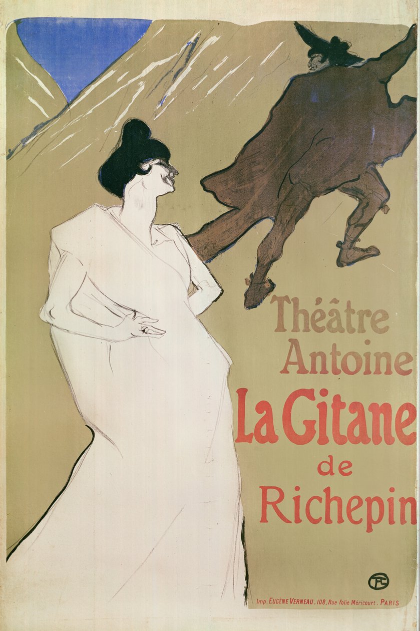 Teatro de Antoine, O Cigano de Richepin (poster), 1900 (litografia) de Henri de Toulouse Lautrec