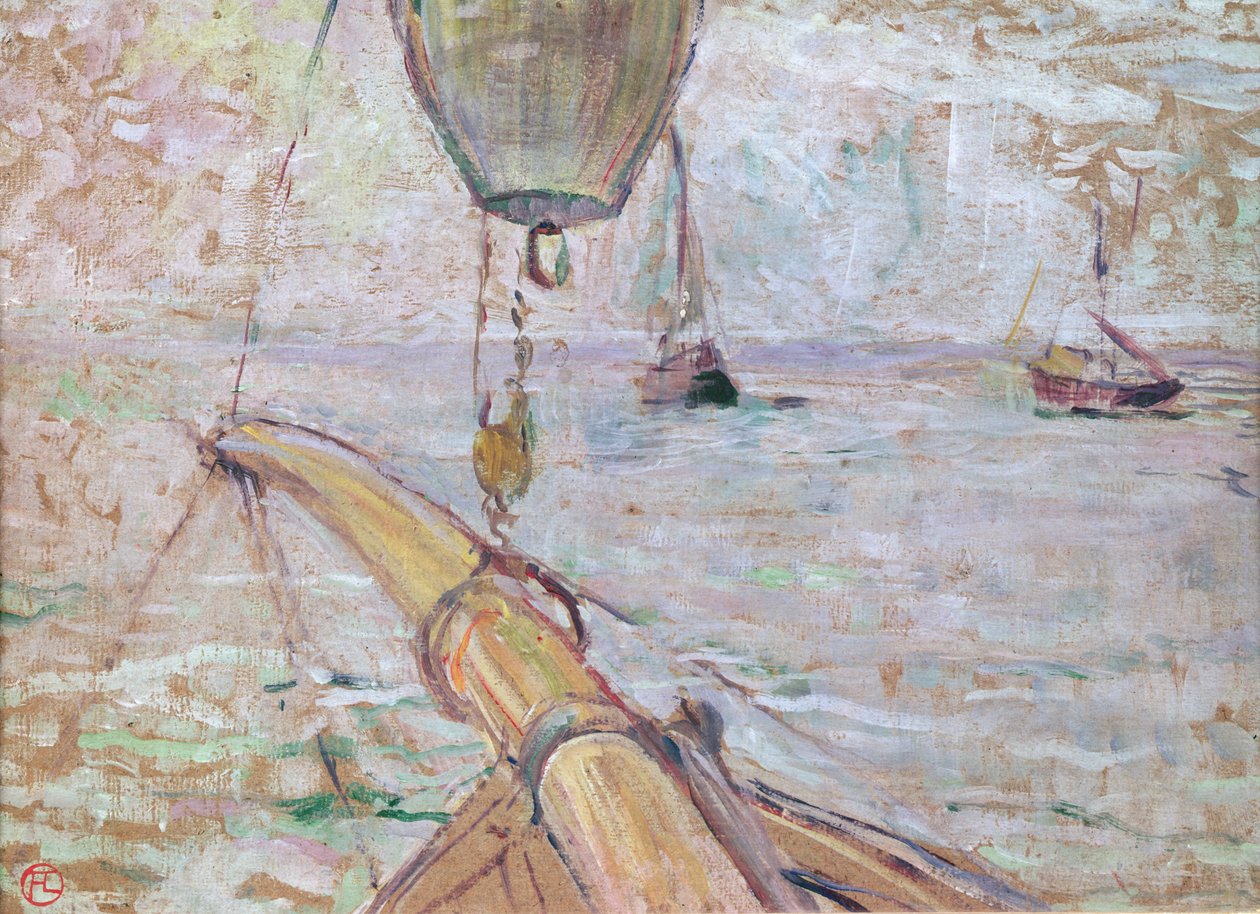 Vista de Arcachon da frente do iate Cocorico, 1889 (óleo sobre madeira) de Henri de Toulouse Lautrec