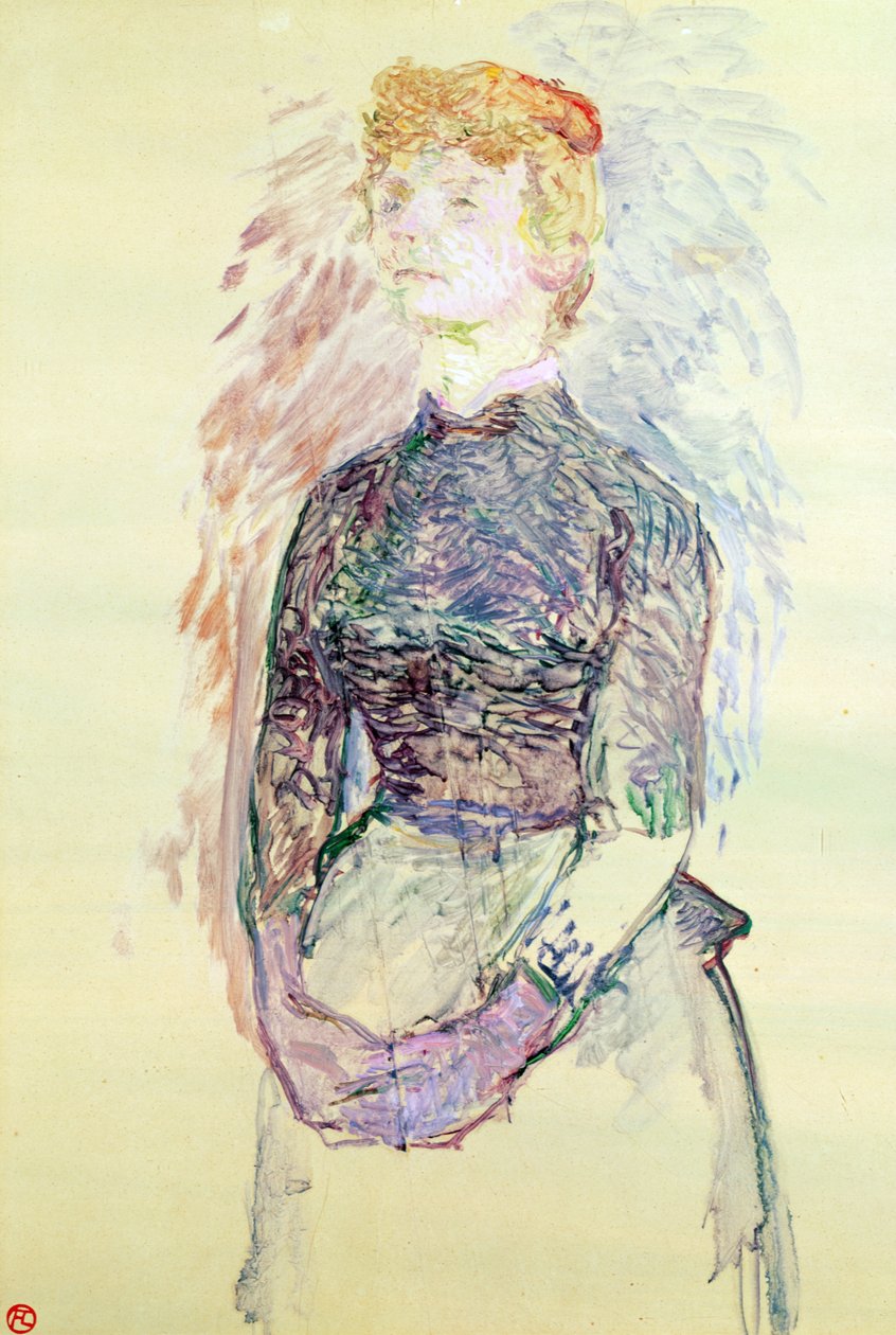 Mulher em pé, estudar para &39;A Batignolles de Bruant&39;, 1888 (óleo sobre madeira) de Henri de Toulouse Lautrec