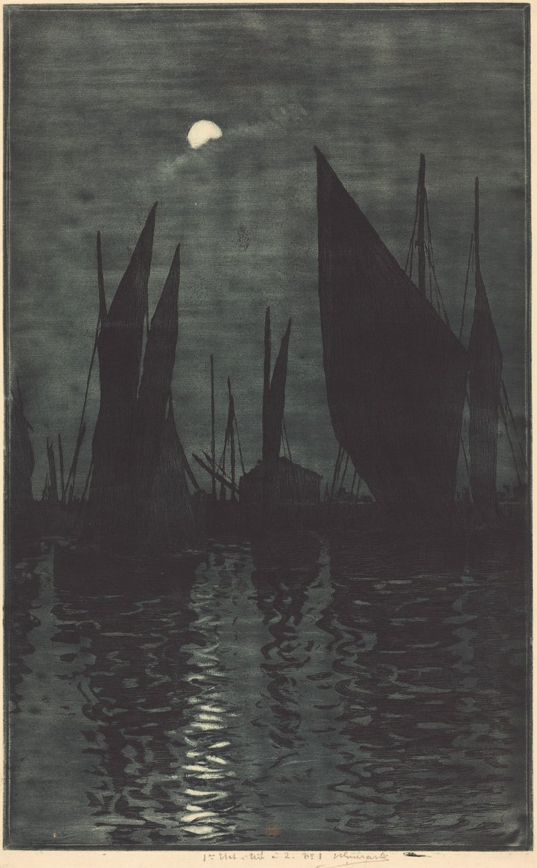 Luar no porto de Dieppe de Henri-Charles Guérard