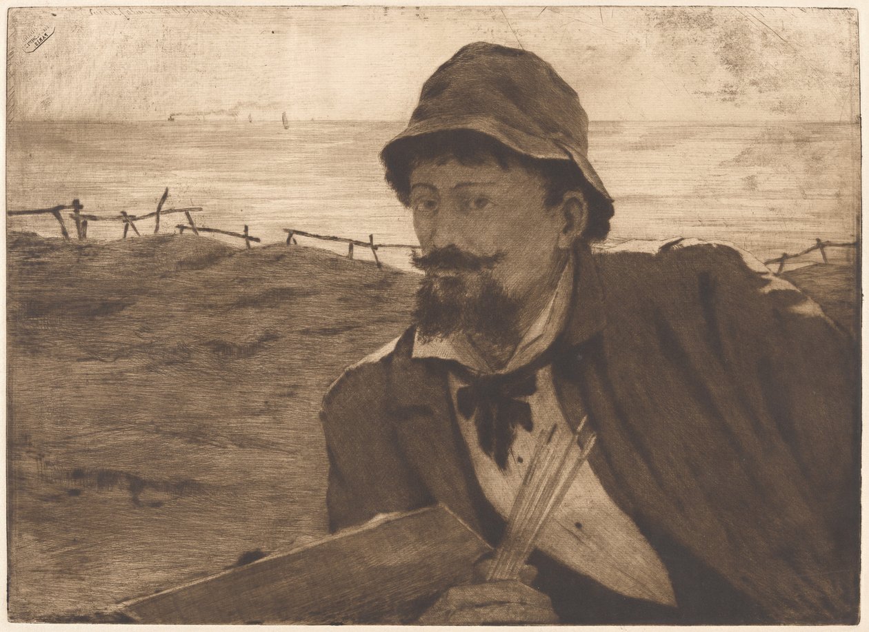 Na falésia [Auto-retrato] de Henri-Charles Guérard