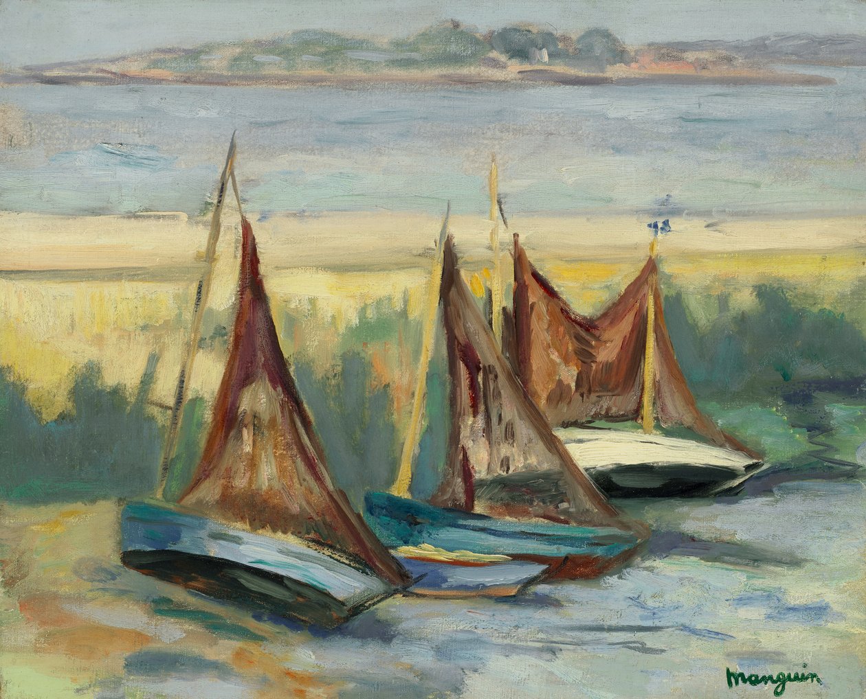 Veleiros na maré baixa de Henri Charles Manguin