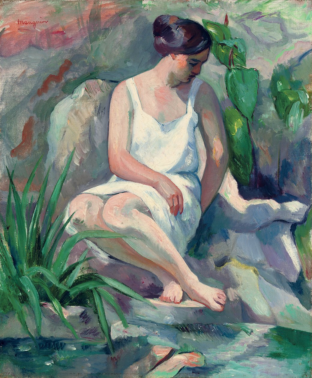 Banhista sentado no Cassis (Jeanne); Baigneuse assise a Cassis (Jeanne) de Henri Charles Manguin