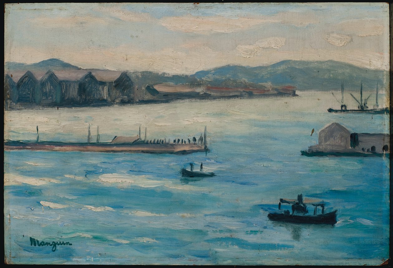 Toulon, a entrada do porto de Henri Charles Manguin