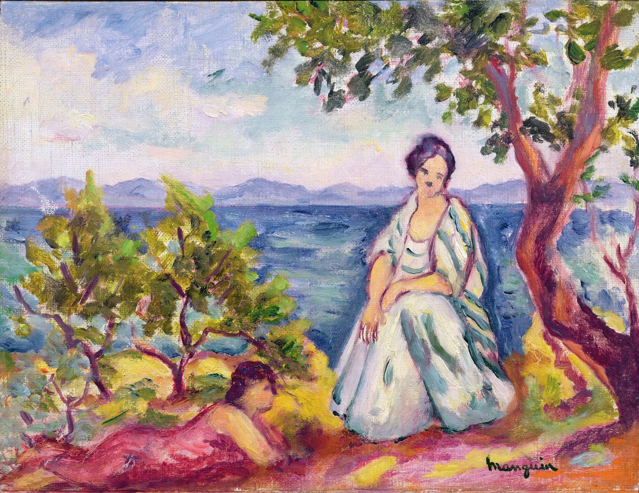 Duas figuras ao lado da água de Henri Charles Manguin