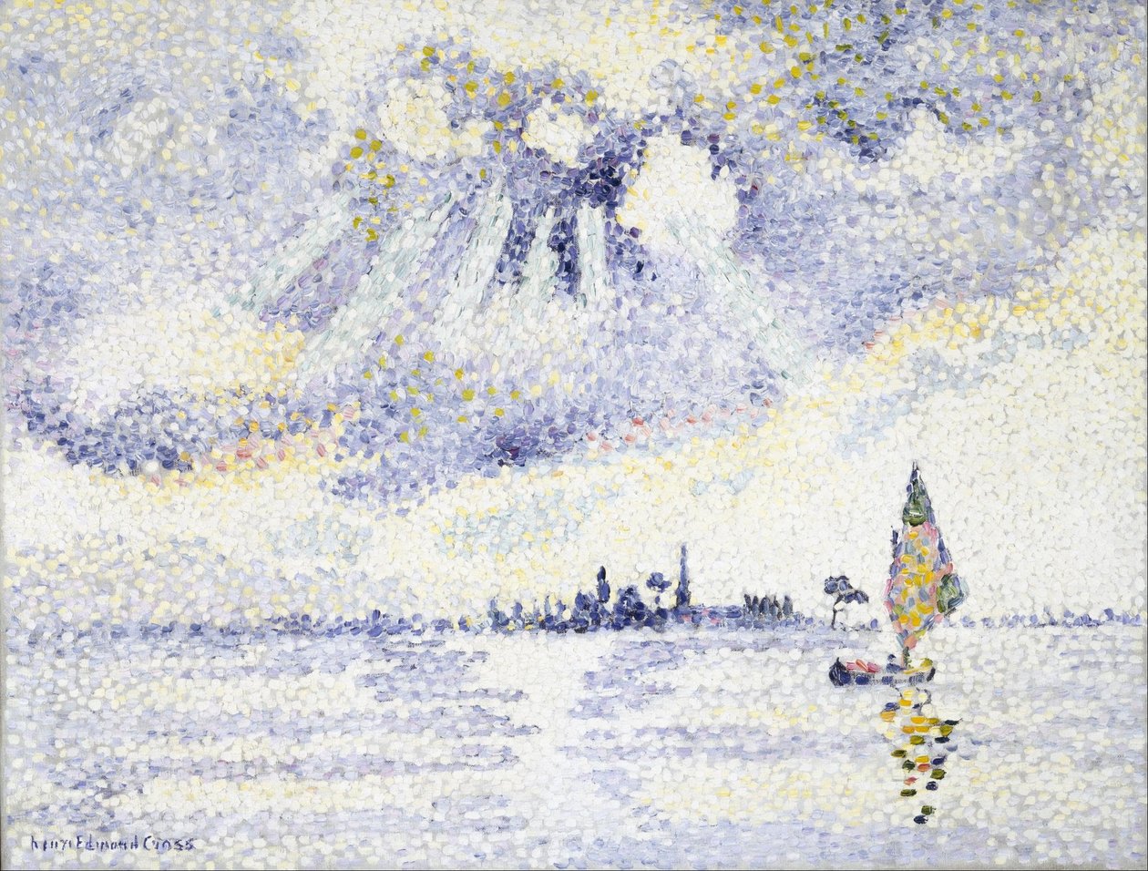 Pôr do sol na lagoa, Veneza de Henri-Edmond Cross