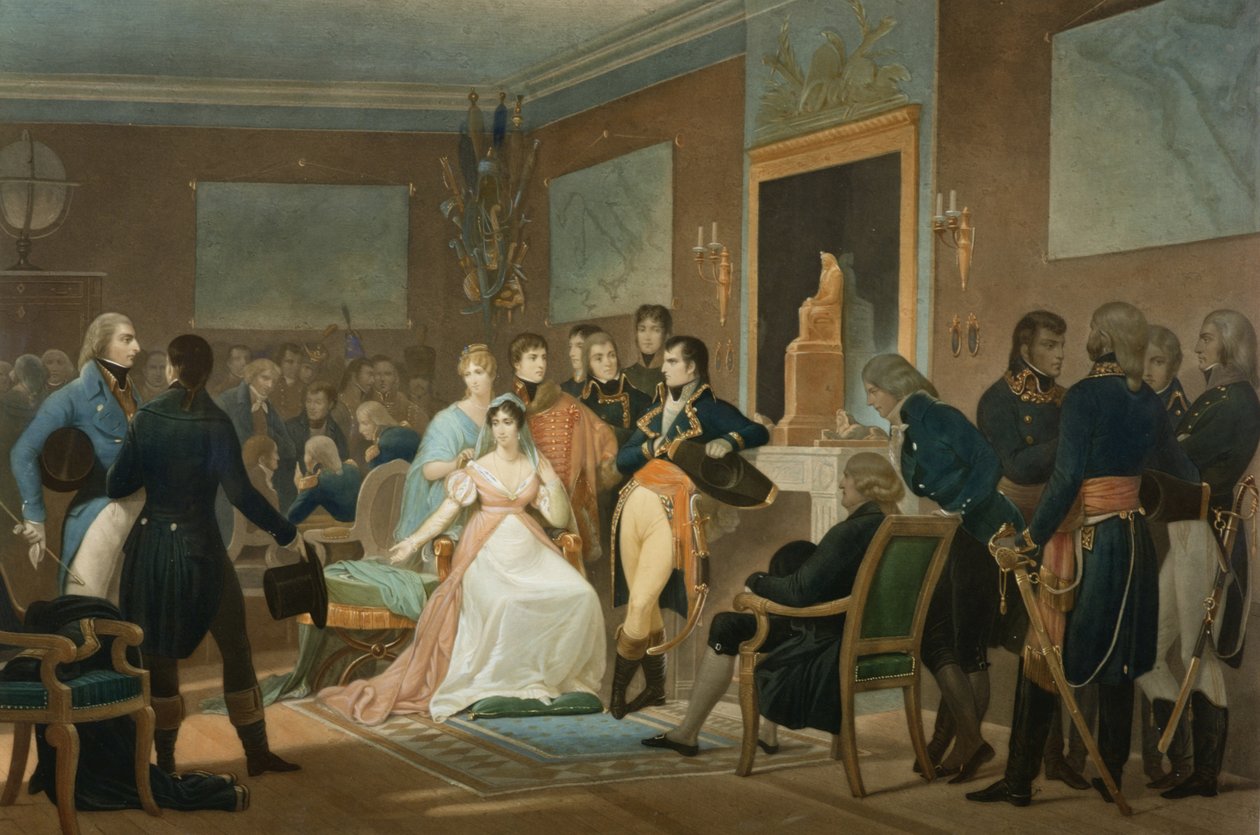 A manhã do 18º Brumário (9 de novembro) 1799, gravado por Jean Pierre Marie Jazet (1788-1871) 1851 (aquatint) de Henri Frederic Schopin