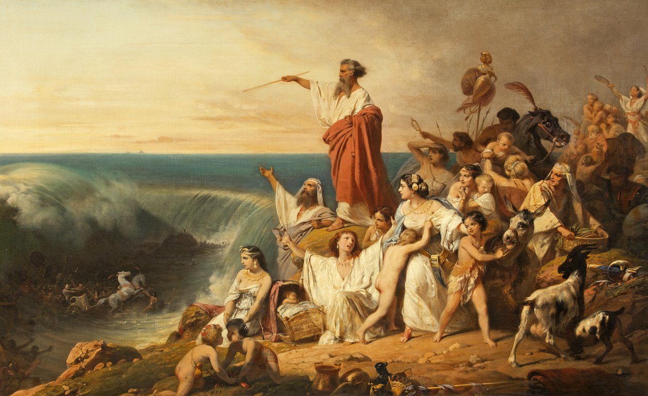 Os Filhos de Israel cruzando o Mar Vermelho, c.1855 (óleo sobre tela) de Henri Frederic Schopin