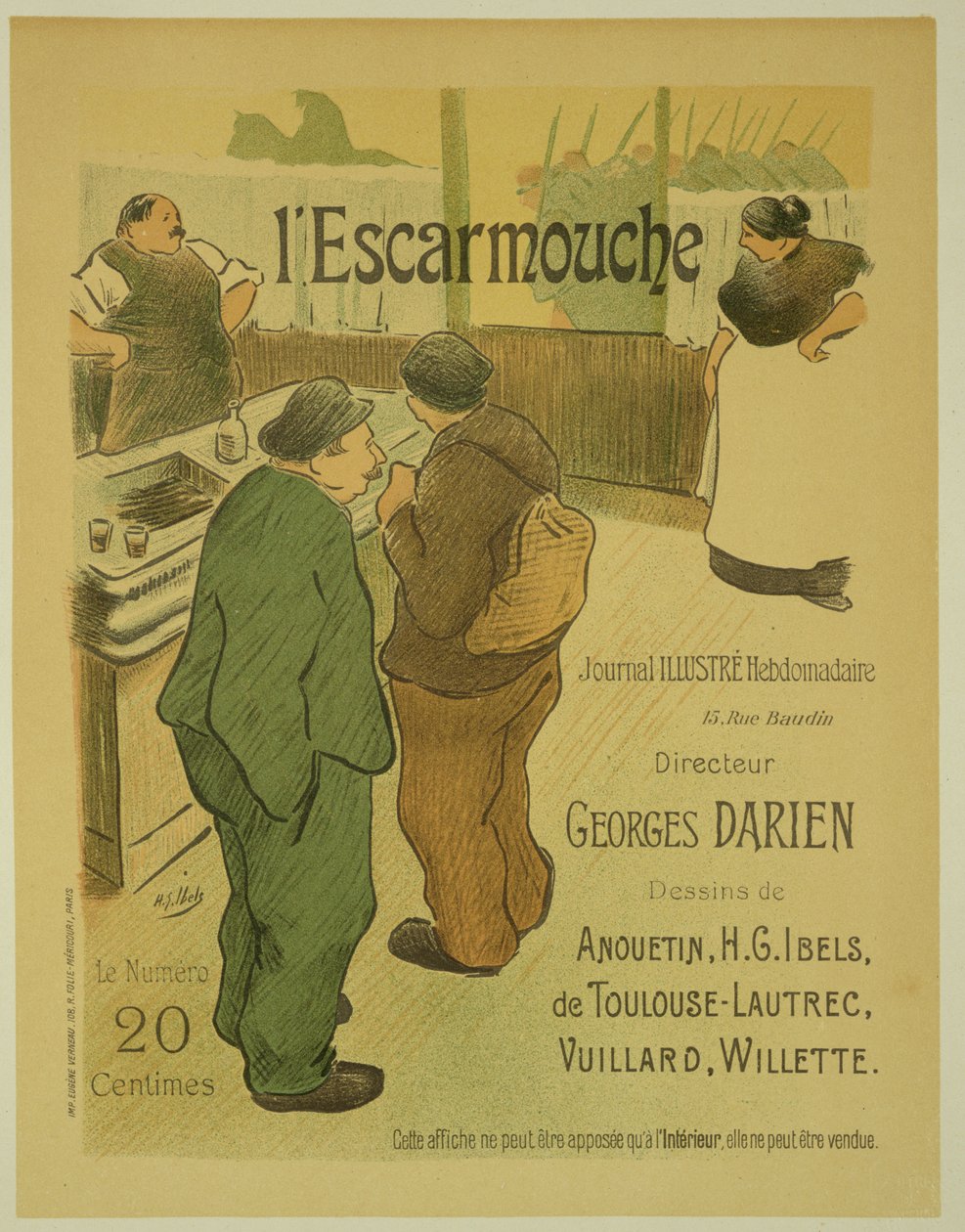 Reprodução de um cartaz publicitário &39;L&39;Escarmouche&39;, uma revista semanal ilustrada, 1893 de Henri Gabriel Ibels