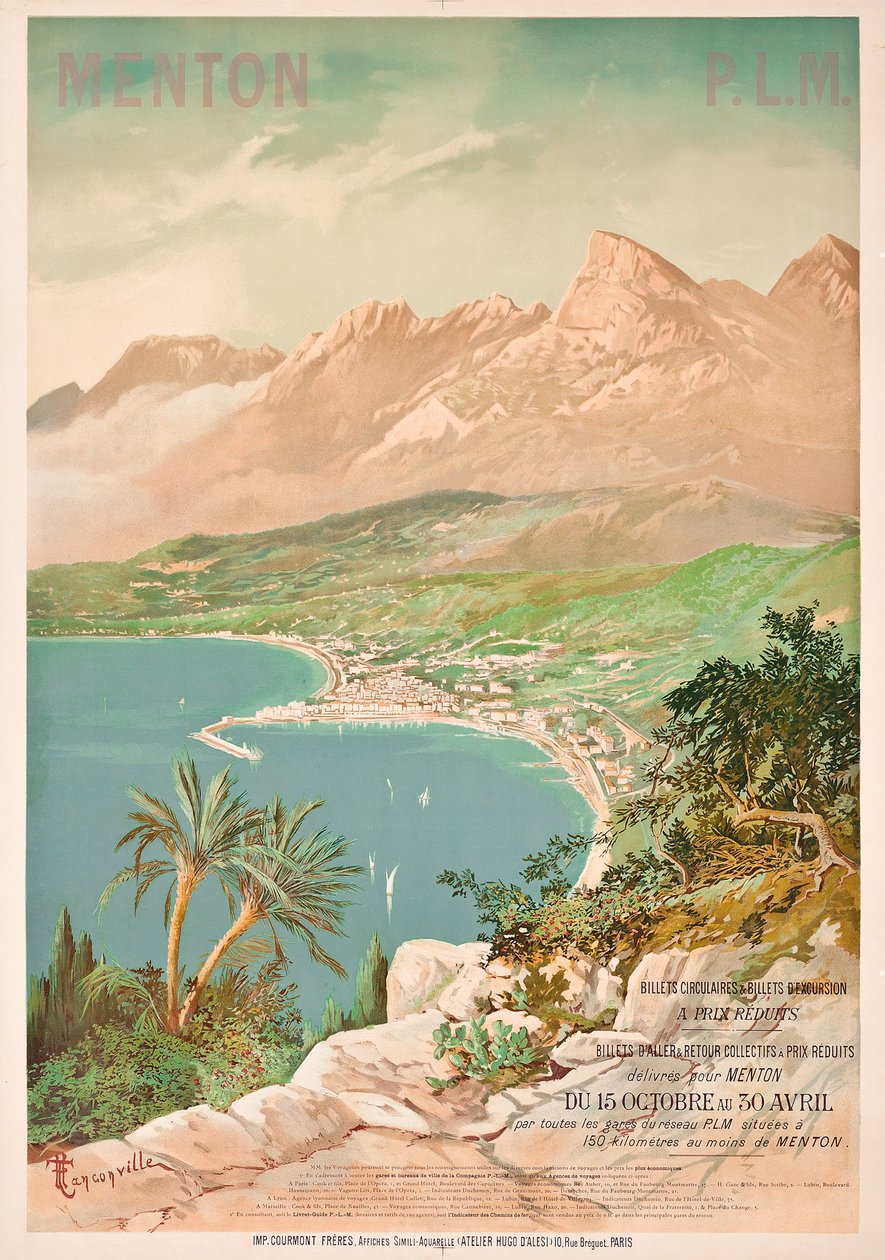 Cartaz de propaganda em Menton, França (color lito) de Henri Garnier Tanconville