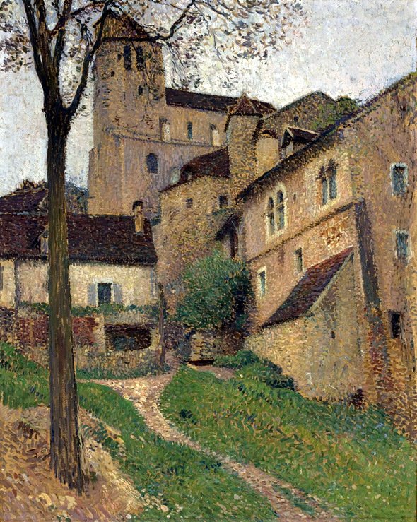 Paisagem com um castelo - Vista de Saint-Cirq-Lapopie de Henri Martin