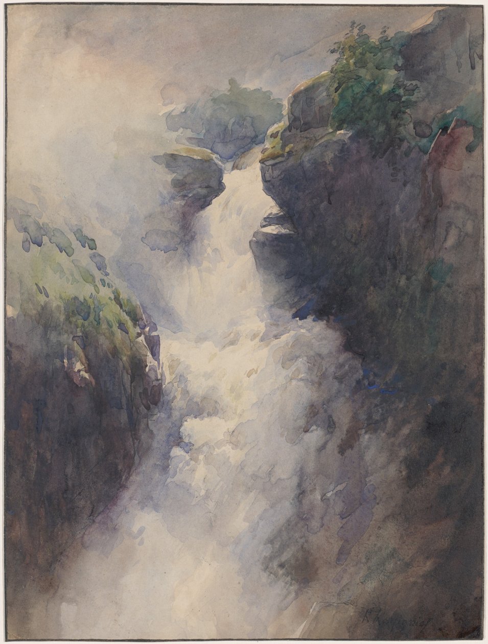 Uma cascata nas montanhas de Henri-Joseph Harpignies