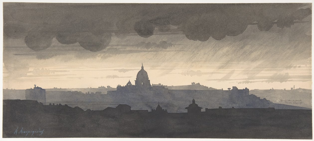 A Basílica de São Pedro vista do Pincio, Roma de Henri-Joseph Harpignies