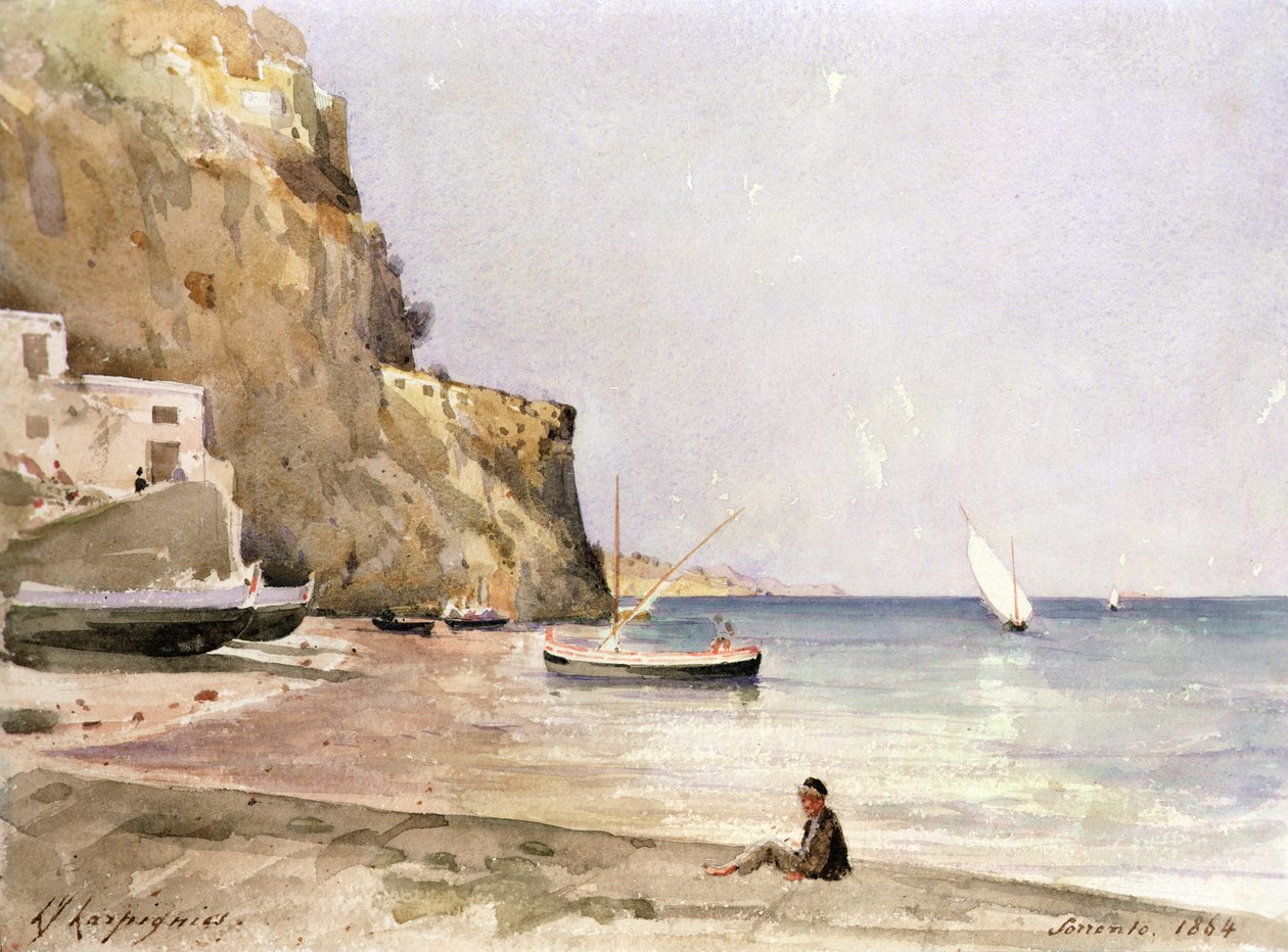 O porto de Sorrento de Henri Joseph Harpignies