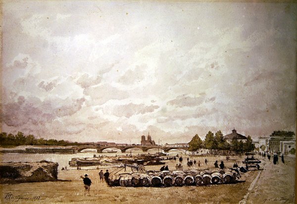 O quai Bercy, Paris (aguarela) de Henri Joseph Harpignies