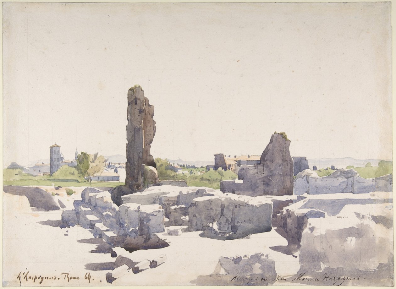 Vista do Coliseu a partir da basílica de Domiciano e do Palácio Flávio, Roma de Henri-Joseph Harpignies
