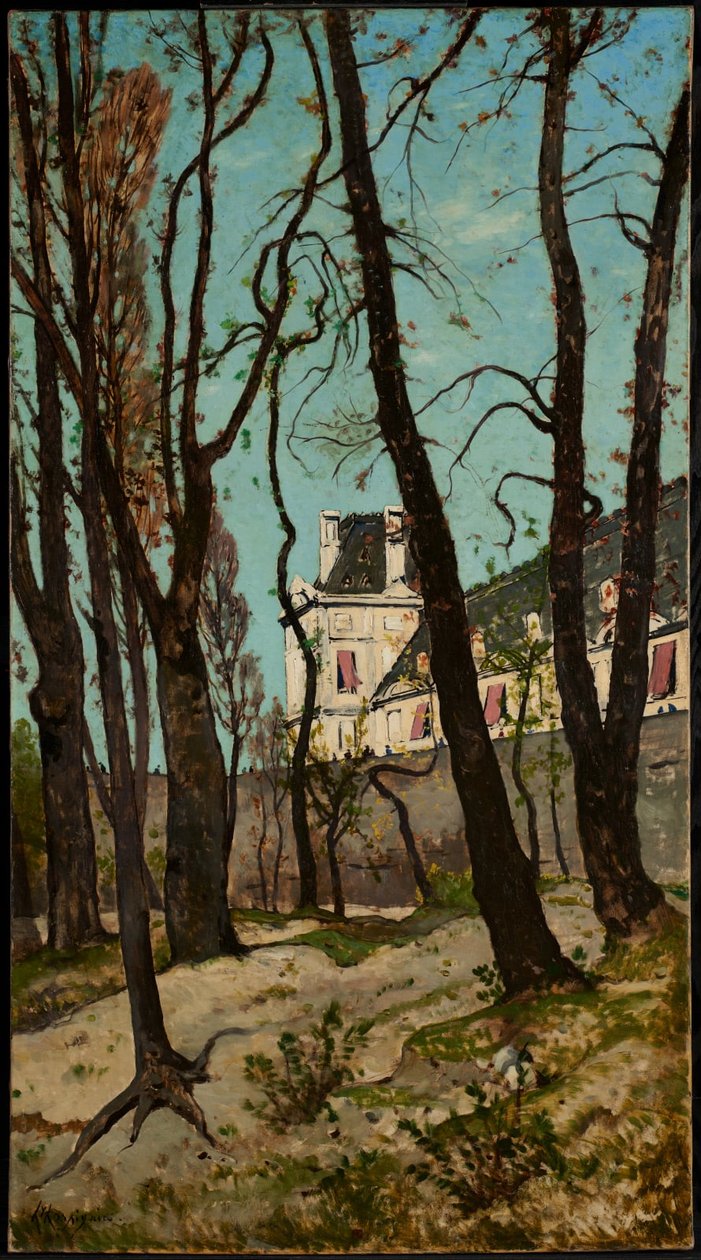 Vista do Louvre, com a Grande Galerie e o Pavillon de Flore de Henri-Joseph Harpignies