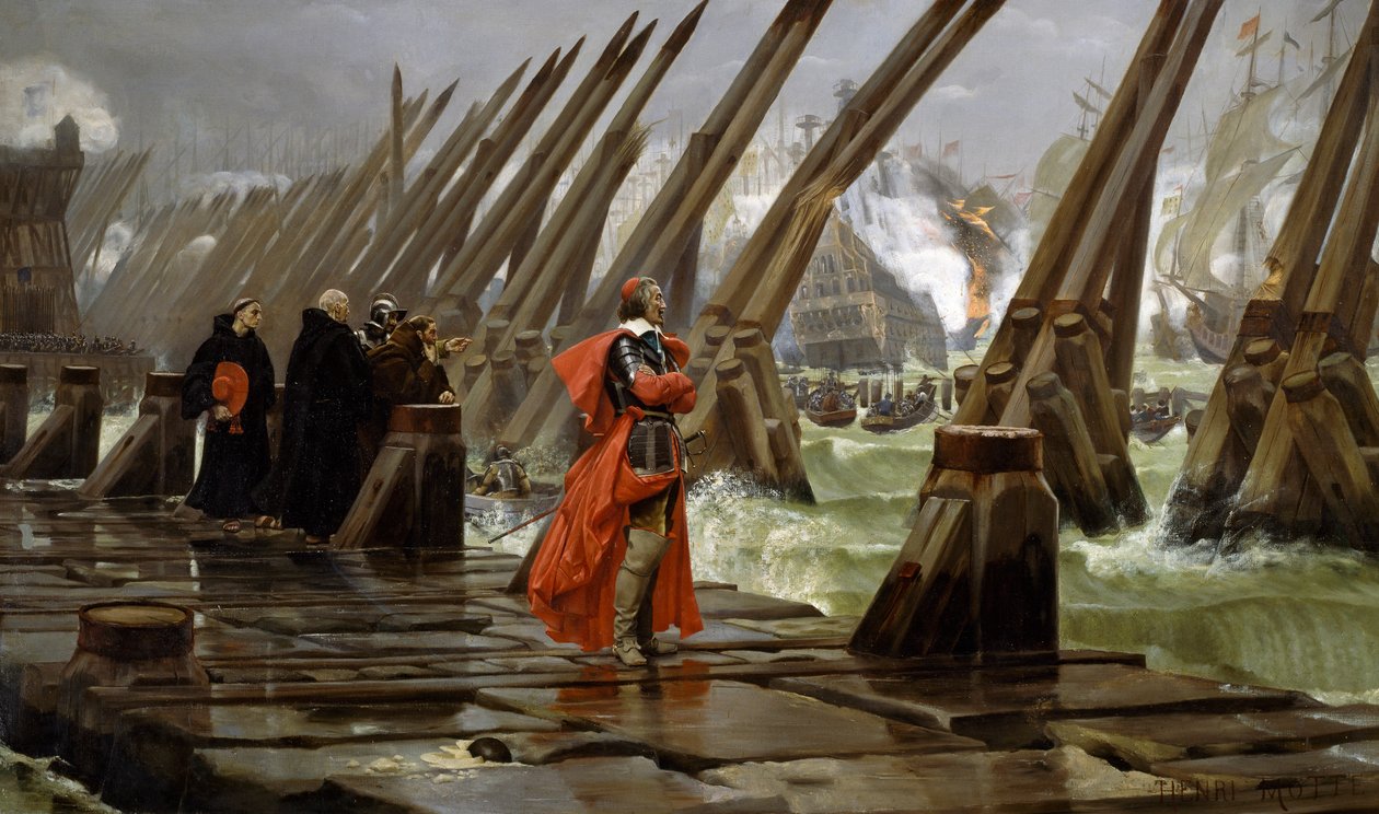 Richelieu (1585-1642) na muralha de La Rochelle de Henri Paul Motte