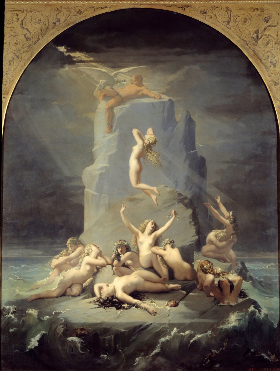 Desolação dos oceanos ao pé da rocha ou Promethee é corrente Pintura por Henri Lehmann (Karl Ernest (Ernst) Rudolf Heinrich Salem dit) (1814-1882) 1850 Gap, Musee des Hautes Alpes de Henri Lehmann